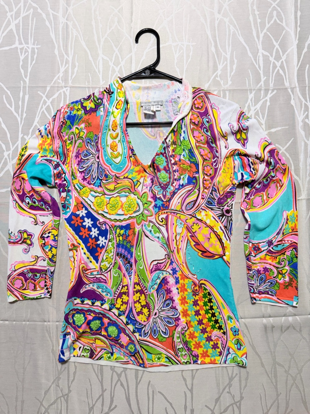 Alberto Makali Vibrant Multicolor Paisley Print Long Sleeve Top